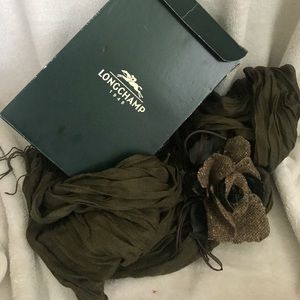 Longchamp scarf and pin $40